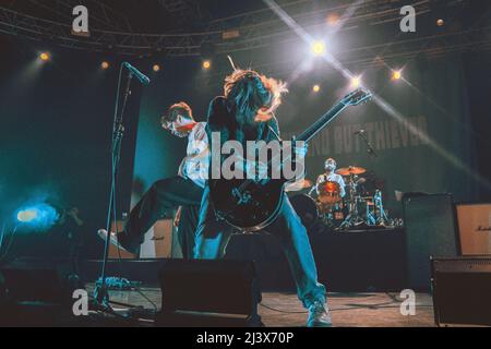 03/04/2022 - English rock band NOTHING BUT THIEVES playing their first live show after COVID, live at Fabrique Milano, Italy. Stock Photo