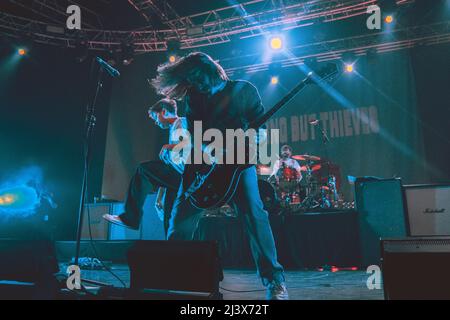 03/04/2022 - English rock band NOTHING BUT THIEVES playing their first live show after COVID, live at Fabrique Milano, Italy. Stock Photo