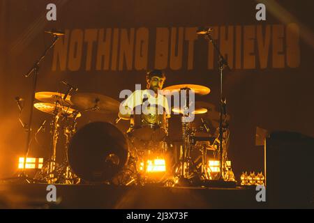 03/04/2022 - English rock band NOTHING BUT THIEVES playing their first live show after COVID, live at Fabrique Milano, Italy. Stock Photo