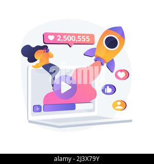 Viral content abstract concept vector illustration. Internet meme, viral content trends, social media marketing strategy, best sharing post, video pro Stock Vector