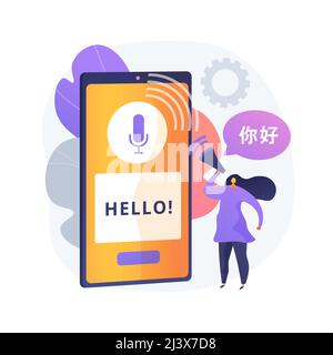 Speech to text abstract concept vector illustration. Multi-language speech recognizer, convert speech to text, voice-to-text software, voice recogniti Stock Vector