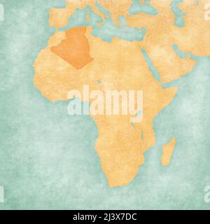 Vintage map of Algeria on grunge paper Stock Photo - Alamy