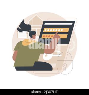 Access control system abstract concept vector illustration. Security system, authorize entry, login credentials, electronic access, password, pass-phr Stock Vector
