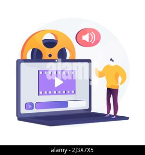 Video design abstract concept vector illustration. Video editing software, projection design course, scenic designer service, professional freelance e Stock Vector