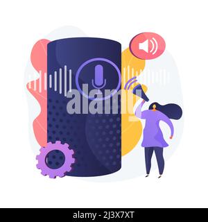 Voice Control abstract concept vector illustration. Voice command system, accessibility feature, speech recognition technology, hands-free device acti Stock Vector