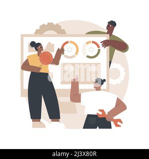 System software development abstract concept vector illustration. All in one software solution, core system modernization, web based software, databas Stock Vector