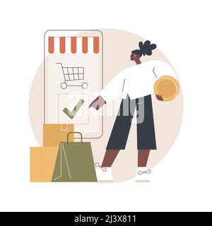 Order processed abstract concept vector illustration. Order confirmed, purchase process finished, booking details processed, online store notification Stock Vector