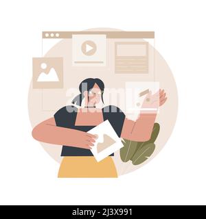 CMS development abstract concept vector illustration. CMS, program development service, online content management system, website interface design, UI Stock Vector