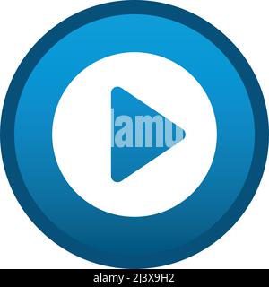 Round media icon start button on white background - Vector illustration Stock Vector
