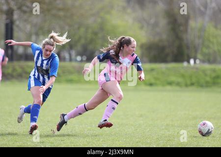 London, UK. 10th Apr, 2022. Anna Jowle (10 Dulwich Hamlet) in action during the London and South East Regional Womens Premier game between Aylesford and Dulwich Hamlet at Aylesford Football Club in London, England. Liam Asman/SPP Credit: SPP Sport Press Photo. /Alamy Live News Stock Photo