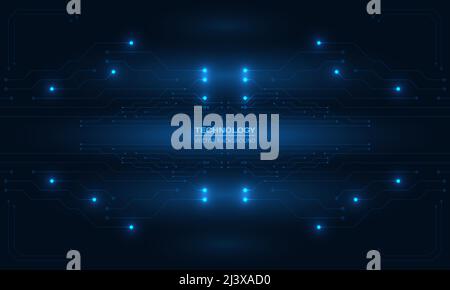 Abstract circuit board digital technology futuristic dark blue concept background. Electronic hi tech motherboard concept. Dark blue technologies Stock Vector