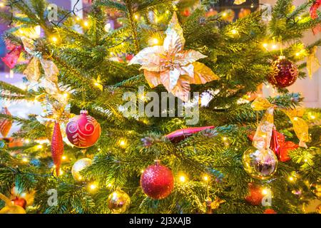 Close up of a christmas tree with decorations Stock Photo