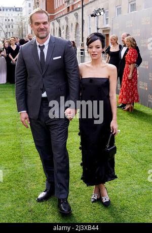 David Harbour and Lily Allen attending the Laurence Olivier Awards at the Royal Albert Hall, London. Picture date: Sunday April 10, 2022. Stock Photo