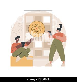 React native mobile app abstract concept vector illustration. Cross-platform native mobile app development framework, JavaScript library, user interfa Stock Vector