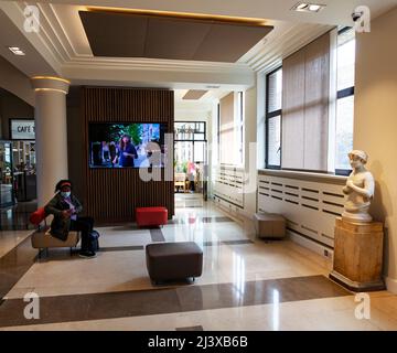 The lobby of the Institut Français, South Kensington, London; the cultural department of the French Embassy; Stock Photo