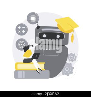 Chatbot self learning abstract concept vector illustration. Chatbot ability, virtual assistants, AI chat software development, machine self learning, Stock Vector