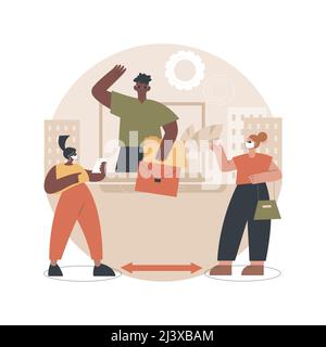 Keep distance abstract concept vector illustration. Social distancing, prevent virus spread, self protection measures, wear mask, emergency state, dis Stock Vector