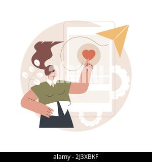 Cross-posting abstract concept vector illustration. Digital marketing, online platform, post planner, social media cross posting, link sharing, smm, r Stock Vector