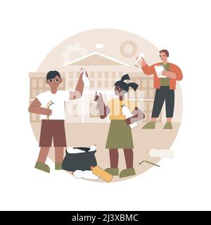 After school activities abstract concept vector illustration. Teens engagement, extracurricular activity, debate team, volunteer work, community servi Stock Vector