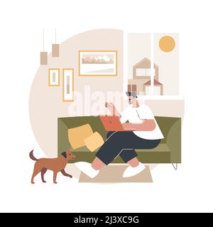 Work home office abstract concept vector illustration. Online virtual desk, quarantine distance work, office job from home, communication management t Stock Vector