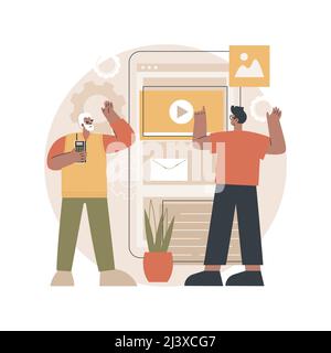 Technology gap abstract concept vector illustration. Digital divide, app gap, technology use, mobile device, understanding, developing country, time l Stock Vector