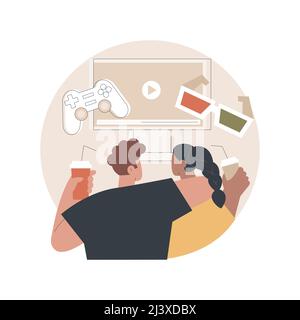 SmartTV content abstract concept vector illustration. 4k video content, smartTV interactive show, high resolution digital television, home movie theat Stock Vector