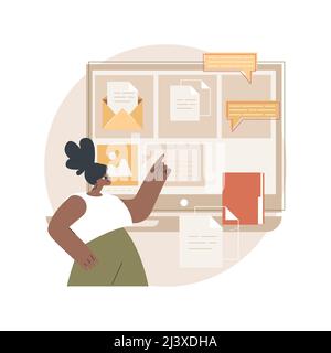 Document management soft abstract concept vector illustration. Document flow app, compound docs, cloud-based DMS, platform for sharing files online. m Stock Vector