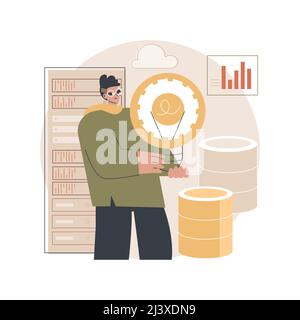 Innovative big data solutions abstract concept vector illustration. Big data architecture, business software solutions, development service, innovativ Stock Vector