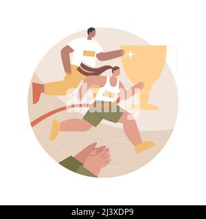 Marathon abstract concept vector illustration. Running competition, active lifestyle, long-distance race, athletic workout, sports training, street fi Stock Vector