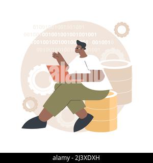 Big data applications abstract concept vector illustration. Big data analytics app development, information management software, database engineering, Stock Vector