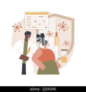 Vaccination program abstract concept vector illustration. Vaccination info, immunization program, infectious disease prevention, vaccine, health prote Stock Vector