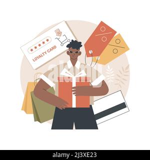 Discount and loyalty card abstract concept vector illustration. Loyalty program and customer service, retail reward card, collecting points, frequent Stock Vector
