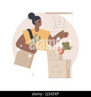 Low impact packaging abstract concept vector illustration. Sustainable shipping box, innovative packaging materials, ecommerce, eco friendly, recyclab Stock Vector
