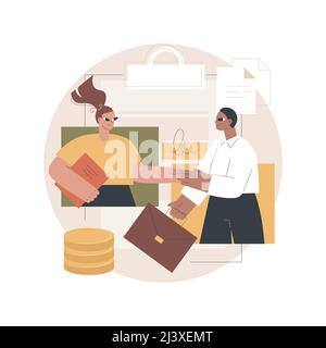 Sales contract terms abstract concept vector illustration. Contract price, delivery terms, payment, business agreement, buyer and seller, property ren Stock Vector