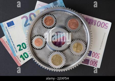 Euro, Bargeld, Geldscheine, Zahnräder