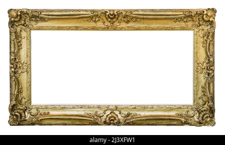 Isolated Ornate Gilded Picture Frame For Art Work, Empty On A White Background Stock Photo