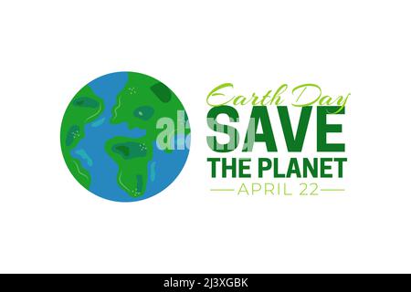 Save the Planet - Earth Day Vector Logo Icon Isolated Stock Vector