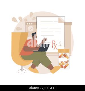 Online prescription system abstract concept vector illustration. Online medical prescription system, electronic prescribing, online pharmacy, e-prescr Stock Vector