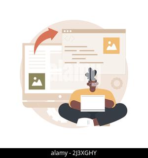 Microsite development abstract concept vector illustration. Microsite web development, small internet site, graphic design service, landing page, soft Stock Vector