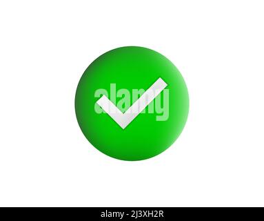 Check mark button. 3d icon. Vector illustration. Stock Vector