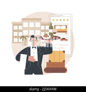 Lifestyle hotel abstract concept vector illustration. Hospitality industry, cutting-edge resort, online booking, traveler review, free breakfast, wi-f Stock Vector