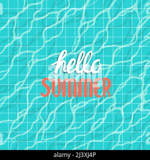 Hello summer banner vector on water in pool Stock Vector