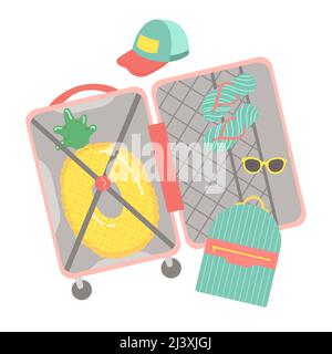 Hello summer baggage and travel elements vector Stock Vector