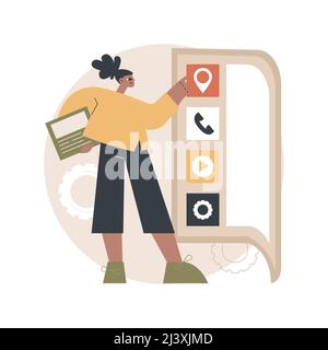 Foldable smartphone abstract concept vector illustration. Foldable technology, flexible electronic devices, smartphone trend, compact phone design, be Stock Vector
