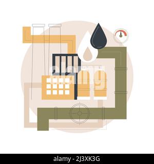 Pipeline transport abstract concept vector illustration. Transportation of liquid or gas, system of pipes, oil crude refinery, petrol production, natu Stock Vector