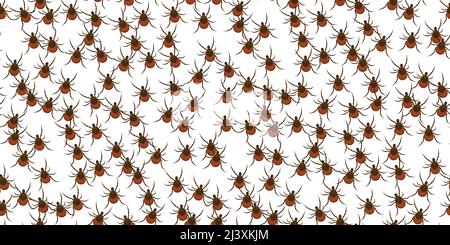 Tick parasite. Dog mite flat style seamless pattern. Great for design parasite pest control, parasites extermination and disinsection service, health Stock Vector