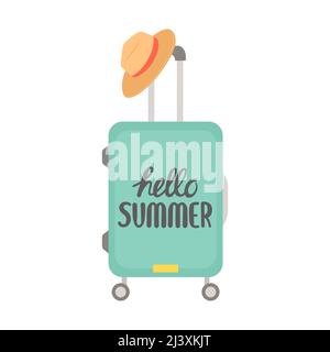 Hello summer baggage and travel elements vector Stock Vector