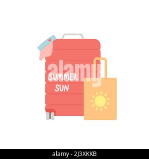 Hello summer baggage and travel elements vector Stock Vector