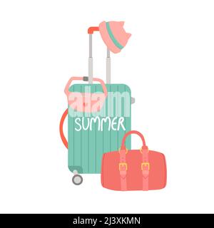 Hello summer baggage and travel elements vector Stock Vector