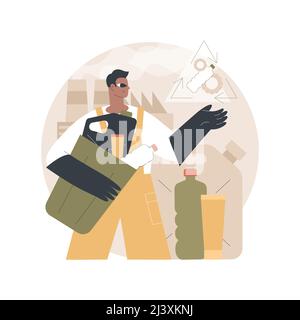 Mechanical recycling abstract concept vector illustration. Mechanical plastics recycling, industrial waste management, material processing for reuse, Stock Vector